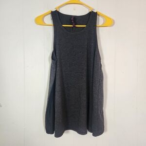 Betsey Johnson Performance Gray Rib Knit Swing Tank Open Back Size Medium